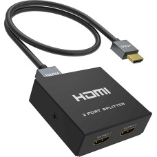 4K HDMI Splitter 1 in 2 Out + 4K HDMI Cable, Yinker HDMI Splitter HDMI Adapter for 2 Screens 4K @ 30Hz Only Duplicate Splitter 2 Port for Xbox360 PS4 PS3 Roku