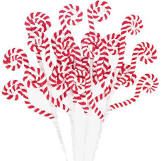 4 Pieces Christmas Candy Picks Candy Cane Christmas Decorations Christmas Candy Curly Picks Red and White Christmas Tree Topper Topper for Christmas Tree Decorations Holiday Home (Red)