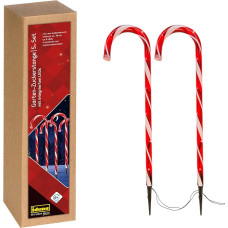 Idena 31348 LED Candy Cane Set, 5 Red and White Glow Sticks, Approx. 38 cm High with 40 LEDs and 6 Hour Timer Function, Battery Operated, Includes Ground Spike, as Decoration for Advent and Christmas