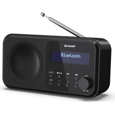 SHARP DR-P420 Portable Digital Radio (DAB/DAB+/FM with RDS, USB, Bluetooth 5.0, 3.5 mm Jack Alarm Functions), Black