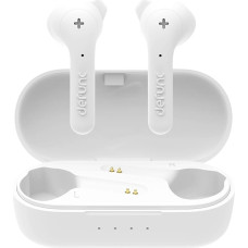 Defunc True Music Wireless Earbuds - Crystal Clear Sound, High Microphone Quality, Long Battery Life, Portable Charging Case, Touch Control, Water and Sweat Resistant, White