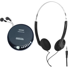 Denver DM-24 Discman, Black & Monacor 221270 MD-22 Stereo Headphones Black