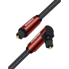 SOUNDFAM Toslink Cable 90 Degree Optical Audio Cable 3m Compatible with TV Soundbar