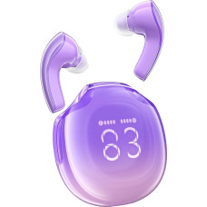 ACEFAST T9 Bluetooth Headphones, Luminous In-Ear Headphones, Wireless Bluetooth 5.3 Headphones with 4 Mics, 2024 ENC Noise Cancelling Wireless Earbuds, 30H Deep Bass, Crystal LED Display, Purple