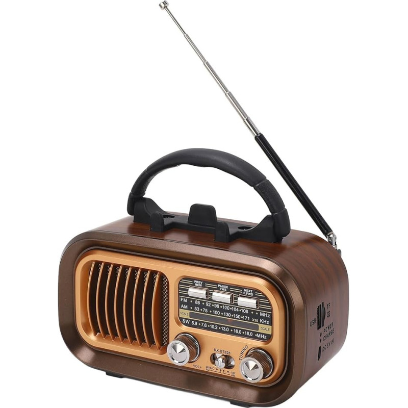 Bewinner Portable Retro Radio Speaker, Multifunctional Bluetooth Vintage Radio with Phone Holder, FM AM SW 3 Band Radio in Old Fashioned Classic Style for Home