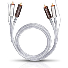 Oehlbach Silver Express Plus 50 | Turntable Phono Audio RCA Cable Set with Additional Earth Lead