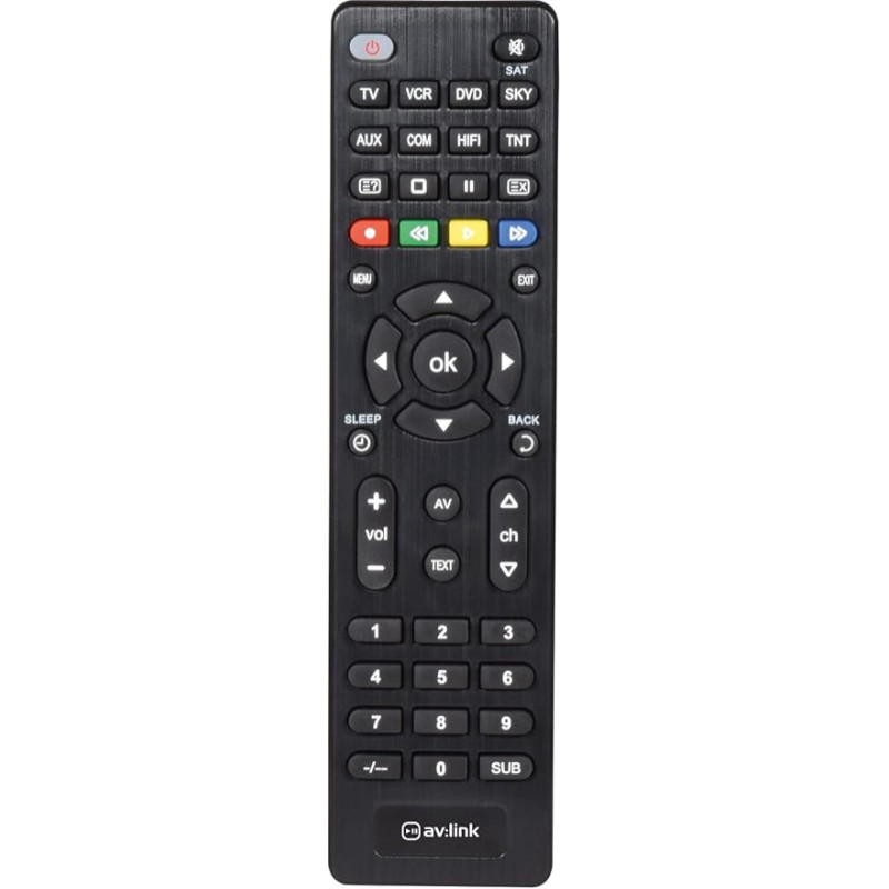 AV:Link | 8-in-1 Universal Remote Control | Suitable for Many Brands of TV, DVD, SAT, HiFi