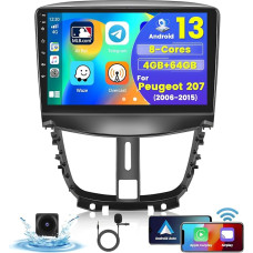 [8Cores 4G + 64G] Hikity Car Radio Android 13 for Peugeot 207 2006-2015 9 Inch Touch Display Car Radio with 1280 x 720 Pixel 32EQ DSP FM RDS Wireless Carplay Android Car GPS Navigation WiFi Reversing