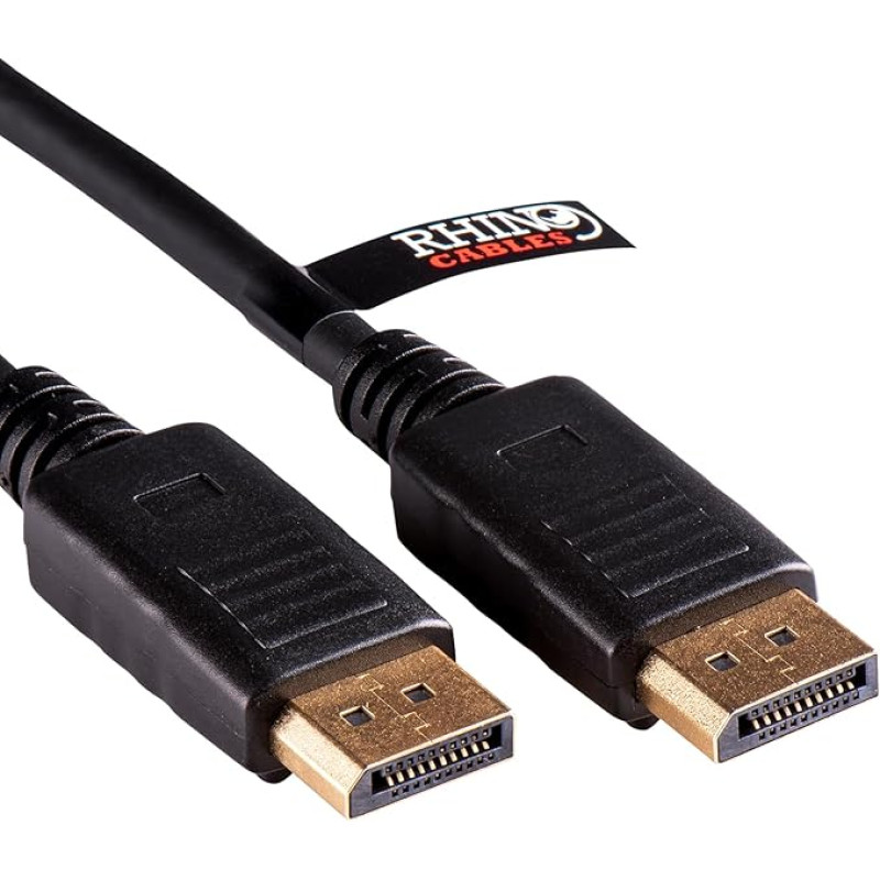 rhinocables Displayport Cable (DP to DP) Lead with Secure Locking Clips for Better Connection (2 m)