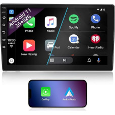 2 DIN Car Radio, 10 Inch 1080P HD Touchscreen Car Radio with Bluetooth, Android Car Radio with Sat Nav, Wireless CarPlay & Wireless Android Car, FM Radio, Mirrorlink, WiFi, 2 USB Ports, 2G + 32G