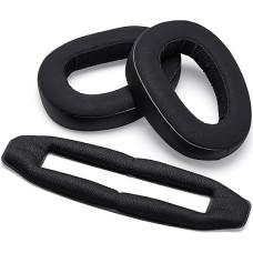 Replacement Ear Pads and Headband Cushion Compatible with Sennheiser GSP 500 GSP 550 GSP 600 GSP 670 Headphones Protein Leather Soft High Density Foam Alcantara Easy Installation