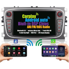 Car Radio for Ford Focus Mondeo Galaxy S MAX C MAX Kuga Transit Connect Radio Screen Built-in Wireless Carplay Android Car Navigation with Bluetooth DSP EQ Subwoofer Steering Wheel Control AM FM RDS 7