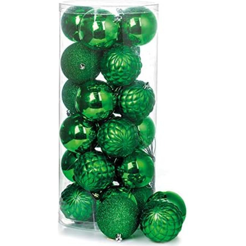 EUROCINSA Ref.28530 Box of 24 Hanging Balls PVC Green Assorted: Glossy Matte Pineapple 8 cm Diameter 1 Bottle 8 cm