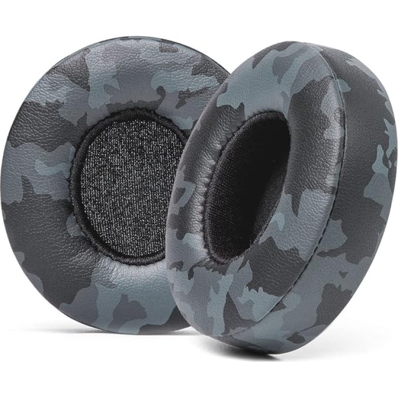 WC Extra Thick Replacement Ear Pads for Beats Solo 2 & 3 Wireless On-Ear Headphones by Wicked Cushions - Soft Leather, Luxury Memory Foam, Strong Adhesive | Black Camo