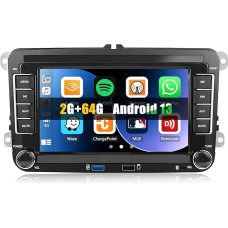 [2+64G] CAMECHO Android 13 Car Radio for VW Golf 5 Golf 6 Skoda Polo Passat Tiguan Touran with Carplay/Android Car/Mirrorlink, 7 Inch Capacitive Touchscreen with WiFi GPS FM Bluetooth P2