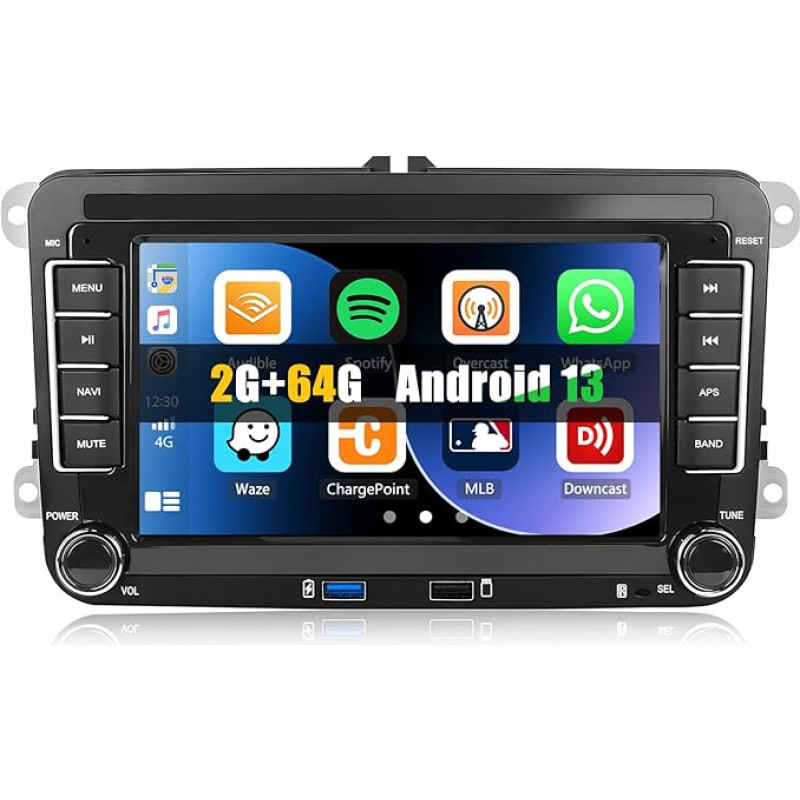 [2+64G] CAMECHO Android 13 Car Radio for VW Golf 5 Golf 6 Skoda Polo Passat Tiguan Touran with Carplay/Android Car/Mirrorlink, 7 Inch Capacitive Touchscreen with WiFi GPS FM Bluetooth P2