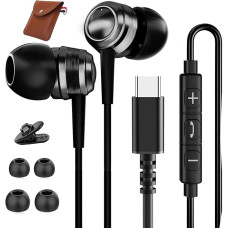 USB C In-Ear Headphones with Microphone USB C Headset Headphones Type C with Cable for iPhone 15 Samsung S24 S23 S22 Ultra S21 S20 FE A53 A54 A34 Google Pixel 7a 7 8 Pro OnePlus 12 11 Pro iPad 10