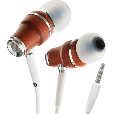 Symphonized® In-Ear Headphones with Cable and Microphone HD, Premium Noise Cancelling Headphones In Ear, 8 mm Bass, 3D Sound Made of Bubinga Wood, Volume Control for Mobile Devices, PCs and Tablets.