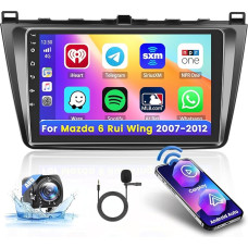 [2G + 64G] Hikity Car Radio Navigation for Mazda 6 Rui Wing 2007-2012 Android 13 Wireless Carplay 9 Inch Screen Radio with Android Car GPS WiFi Reversing Camera FM RDS DSP SWC Bluetooth MIC