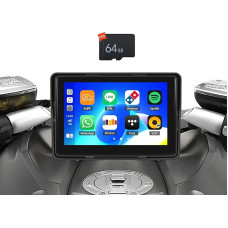 OiLiehu Motorcycle Portable Car Radio with Screen Wireless CarPlay & Android Car, 5 Inch IPS IP68 Waterproof Touchscreen with Bluetooth/Mirror Link/AirPlay/EQ + 64G TF Card