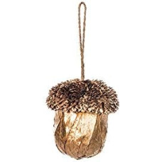 EUROCINSA Ref.28261 Bellota Gold Pendant Polystyrene on Orange Leaves and Shiny Cones 9 Diameter x 11 cm Pack of 8 Gold 9 cm