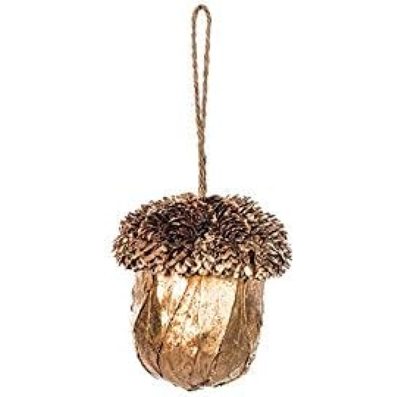 EUROCINSA Ref.28261 Bellota Gold Pendant Polystyrene on Orange Leaves and Shiny Cones 9 Diameter x 11 cm Pack of 8 Gold 9 cm