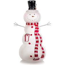 EUROCINSA Snowman glass matt white with red scarf with light without batteries 12 x 25 cm, set of 4, one size