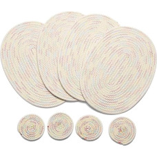 Bumdenuu Ovale Runde Tisch Sets Geflochtene Tischsets mit Farbverlauf Gewebte Hitzebeständige Tischsets mit Untersetzern Set Von 8 (Bunt)