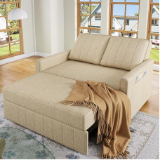 Multifunctional Folding Sofa Bed with Sleep Function, Sofa Ideal for Small Spaces, Suitable for Home or Dormitories, Adjustable Backrest, 180 x 127 x 57 cm (Beige)