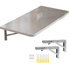 Klappbarer Wandtisch, 304 gebürsteter Edelstahl, klappbarer Klapptisch zur Wandmontage, schwebender Esstisch, Küchenwandschreibtisch, klappbare Bar Größe: L70 x B3