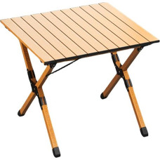 ZEQFEMKL Portable Camping Table, Metal Folding Table, Small Compact Picnic Table, Garden Table, Lightweight Rolling Table with Wood Grain for Outdoor, Beach, Picnic, Backyard, BBQ and Party