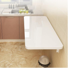 Generisch Klapptisch Platzsparender, wandmontierter Klappschreibtisch, kompakter Klapptisch für Waschküche und Homeoffice, weißes Holz, 90 x 40 cm, ideal für kleine Räume und multifunktionale Nutzung