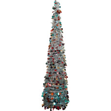 1.5m Silver Pop Up Christmas Tree Paint Artificial Pencil Tinsel Christmas Trees for Home Decorations Indoor Holiday Party WOKEISE