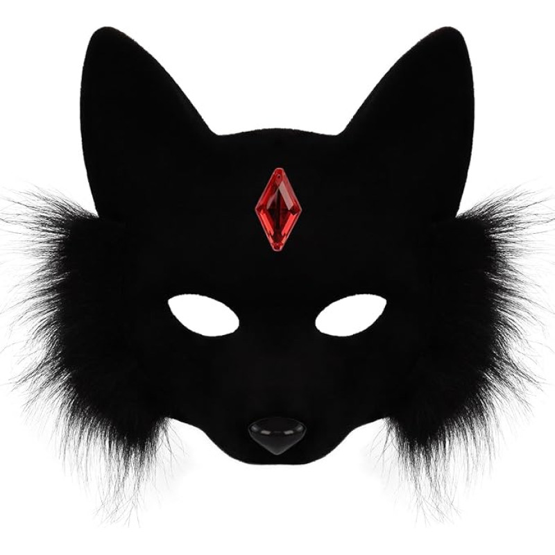 OhMill Katzenmaske, Helovinas, pusės kaukė fuksams, Cosplay, su žalvariu, Moteris-katė, Vakarėlis, kaukė Helovinui, Cosplay, Karnavalui, Baliui, Maskenball