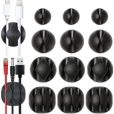 JinRui-T Kabel-Clips-Halter, 12 Stück, Kabel-Clip-Organizer, selbstklebender Draht-Organizer für Zuhause, Büro, Auto, Wand und Schreibtisch