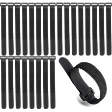 GDQQOYWQT Wiederverwendbare Kabelbinder, verstellbare Nylon-Kabelbinder – 2 cm x 15 cm, schwarzer Kabel-Organizer, ideal für TV, Desktop- und Computer-Kabelmanagement, Heim- und Bürogebrauch