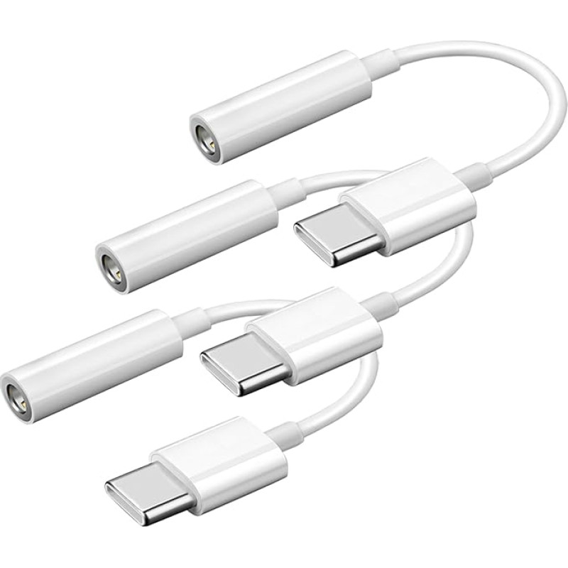 GARRULAX 3 Stück USB C auf 3,5 mm Kopfhörer-Adapter, USB C auf Aux-Audio-Dongle-Kabel für iPhone, Galaxy S24, S23, S22, S21 Ultra und weitere Typ-C-Geräte