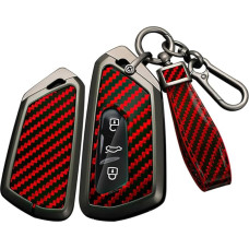 ontto Automobilio raktų dėklas tinka VW Golf 8 GTI ID.3 ID.4 ID.6 ID.7 Tiguan Passat B9 Skoda Octavia Seat Leon Born Key Case Carbon Fibre Pattern Protective Cover Remote Key Fob Red