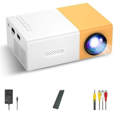 Projector, YG300 Portable Cartoon Projector Outdoor Movie Projector LED Pico Video Projector for Home Theater with HDMI Interfaces (EU Plug)