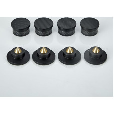 Pailvens Speaker Spikes Set of 4, Subwoofer Spikes with Innovative Carbon Fibre Shield, Speaker Feet Height Adjustable, Speaker Stand for CD DVD Player, Black