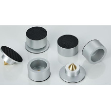Pailvens Subwoofer Absorber Feet Set of 4 Speaker Feet Height Adjustable Aluminium Alloy Shock Absorber Speaker Stand for CD DVD Player, HiFi Speaker, Silver