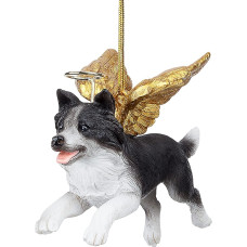 Design Toscano - Border Collie Angel - Baltas - Pakabinamas - Dervos - Kalėdos - Žiema