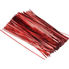 TIXIPEM 8 Inch Paper Ties [750 Pack] - Reusable Bread Ties for Party, Cello, Candy, Coffee & Treat Bags & Cakes & Pops - [Red] Metallic Twist Ties