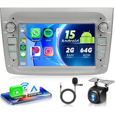 VECHTEL Car Radio 2G + 64G Android 15 for Alfa Romeo MITO 2008-2016, 7 Inch HD Touchscreen Car Radio with Wireless Carplay Android Car DAB+ GPS Wi-Fi Bluetooth 2USB FM RDS Radio Reversing Camera