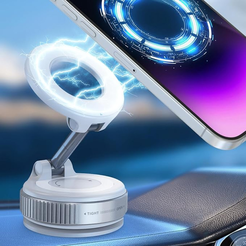 Homeasy Vacuum Magnetinis mobiliojo telefono laikiklis Siurbimo taurė Automobilinis laikiklis 2025 Atnaujintas magnetinis automobilinis mobiliojo telefono laikiklis, pasukamas 360° kampu, skirtas 