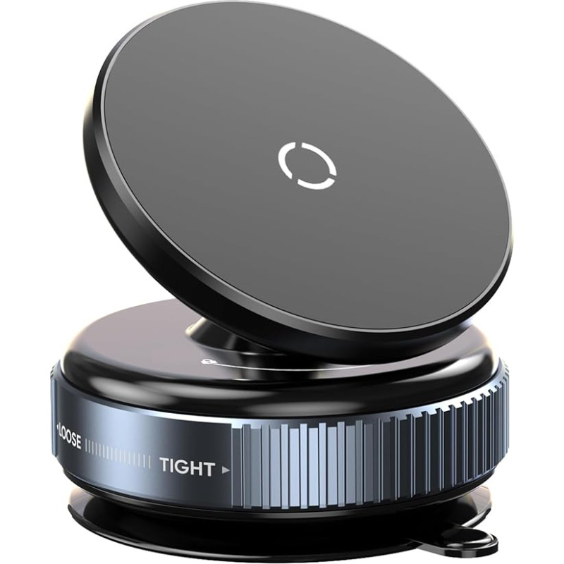 AMATHINGS K009 Magnetinis juodas išmaniojo telefono laikiklis su siurbtuku - 360° pasukamas stabilus laikiklis automobilyje, virtuvėje, duše, sporto salėje, tinkamas 