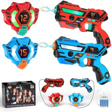 VATOS įkraunamas lazerinių žymeklių rinkinys 2 pakuotės - realaus laiko duomenų SYNC infraraudonųjų spindulių lazerinių žymeklių rinkiniai, 2 žaidėjai Lazer Day Shooting Game for Kid Teen Age 6-12 Years Old Play Indoor and Outdoor