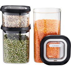 GEFU Pantry Storage Jars Set, Airtight Lid, Food Storage Jar, Glass Storage Container, Dishwasher Safe, 3-Piece Set