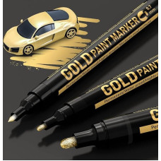 KERIFI Art Liquid Gold Chrome Marker, Reflective Shine Metallic Pen Set, Golden Mirror Marker Permanent, Paint Pen for Model Metal Plastic Glass DIY Crafts (0.7/1/3 mm)
