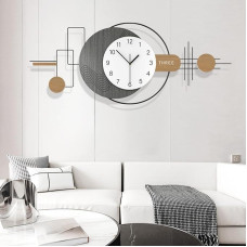 Modernus didelis sieninis laikrodis, tylus sieninis laikrodis be triukšmo, kūrybiškas minimalistinio stiliaus dekoratyvinis sieninis laikrodis, metalinis rėmelis, skirtas virtuvei, miegamajam, biurui, 100 x 40 cm (pilka ir balta)